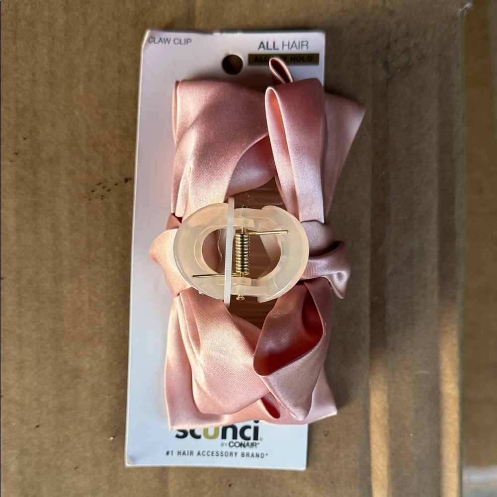 Scunci Bow Cover Claw Clip Rose 1 pk